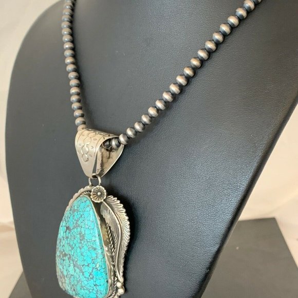Men's Navajo Turquoise Necklace Pendant Length 20 - Picture 3 of 12
